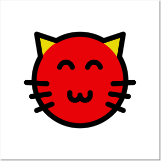 Cute Little Kitten Cat Red Posters and Art